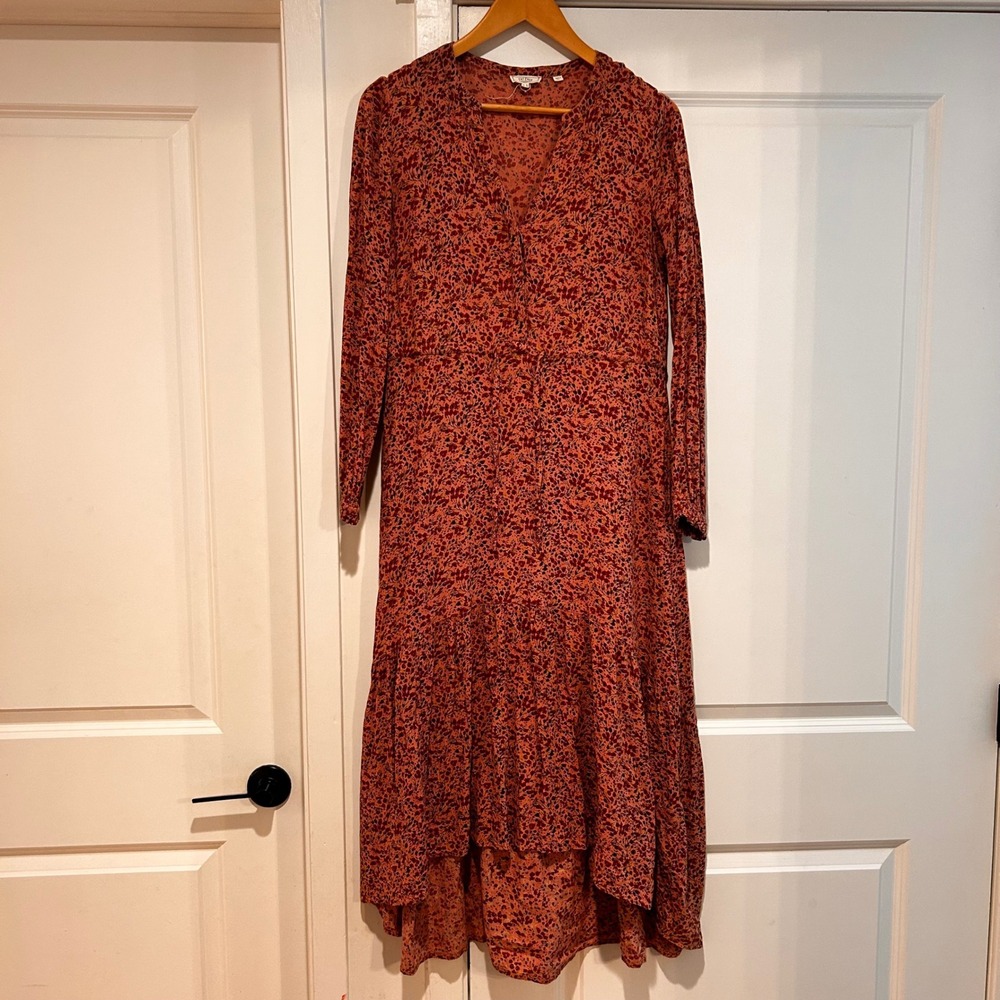 Fat Face Womens Floral Tiered Midi Dress Size 2 Cottagecore Prairie Boho Peasant